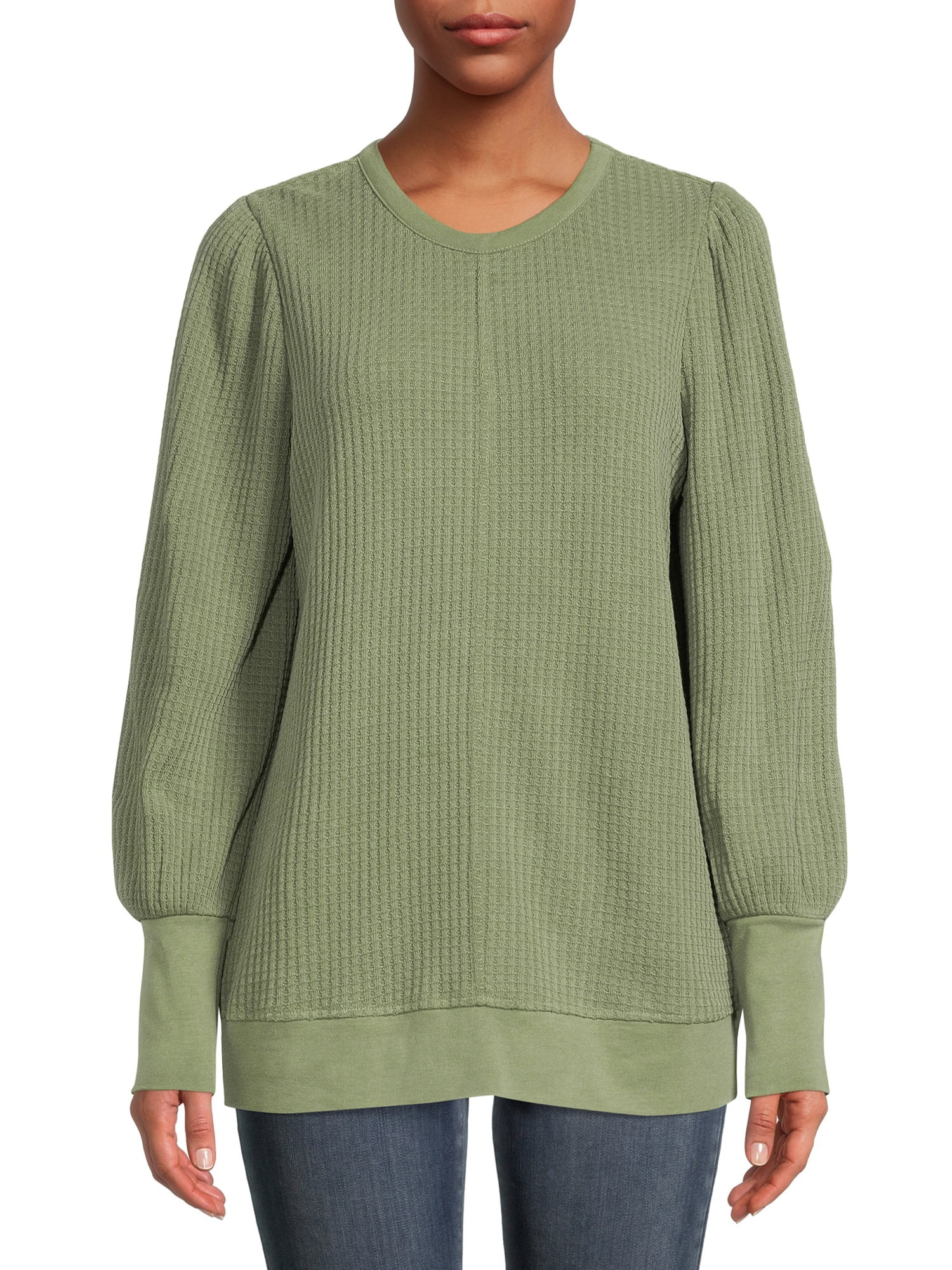 Time and Tru Women's Waffle Pullover Top - Walmart.com | Walmart (US)