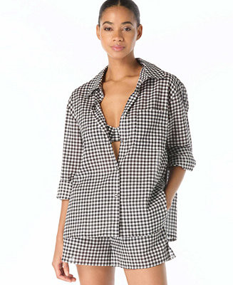 Women's Button-Down Swim Cover-Up Shirt | Macy's