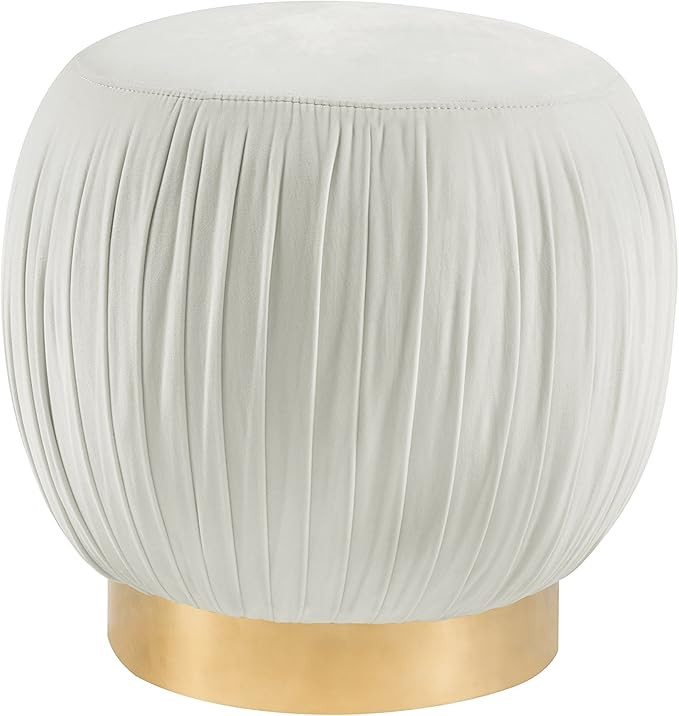 TOV Furniture Tulip Velvet Ottoman, Cream | Amazon (US)