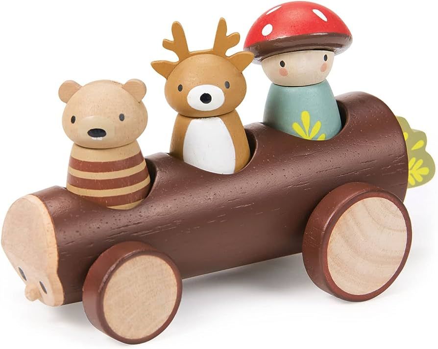 Tender Leaf Toys - Timber Taxi - Wooden Log Shaped Push Vehicle with 3 Removeable Characters - Op... | Amazon (US)