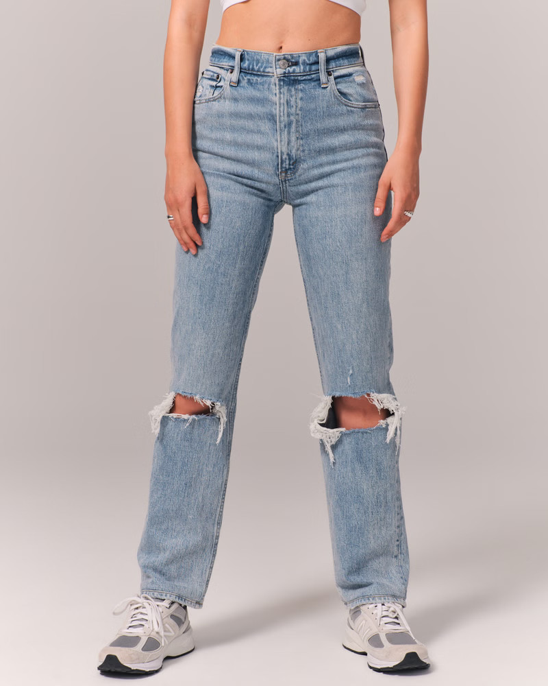 Women's 90s Ultra High Rise Straight Jeans | Women's Bottoms | Abercrombie.com | Abercrombie & Fitch (US)