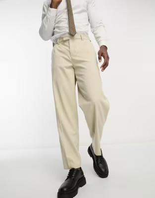 New Look relaxed fit suit pants in oatmeal | ASOS (Global)