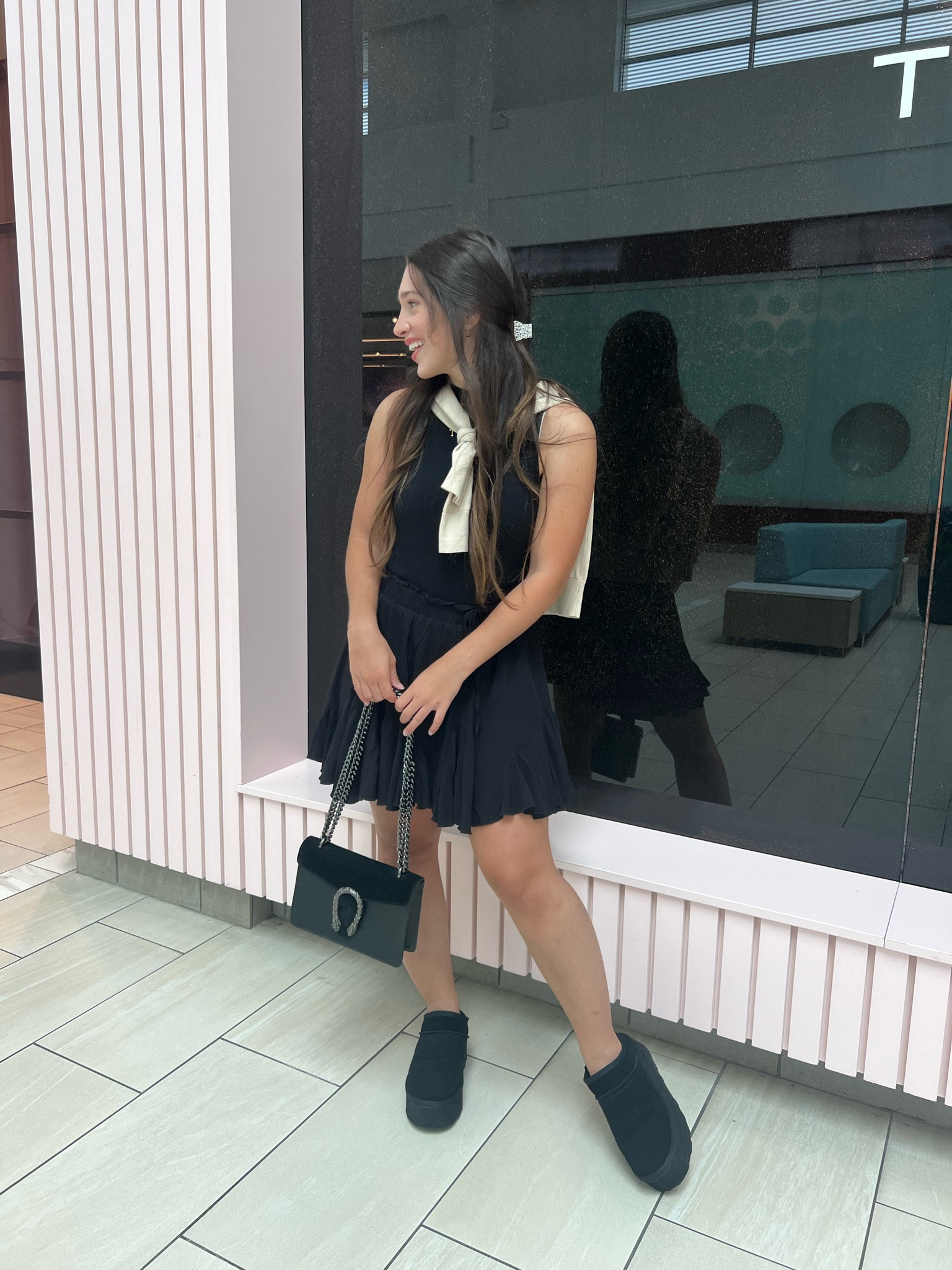 Old money outfit: black turtleneck tank top, black skirt, Ugg dupe booties, cream sweater, snake purse, rhinestones claw clip, bottega veneta inspired gold teardrop earrings. Summer classic style, summer old money aesthetic! Xoxo, Lauren

end of summer outfit idea, work wear chic, classic style, old money style, petite style, maxi skirt for petites, button down blouse, dyson airwrap blowout curls, bottega veneta dupes gold teardrop earrings, gold bangle bracelet, pearl bracelet, steven slip on sandals, resort wear chic, classic streetstyle, classic chic, early fall outfit idea, fall outfits for petite, satin skirt, rounded cat eye sunglasses, back to school college outfit ideas

#LTKBacktoSchool  #ltkworkwear #ltkfindsunder100

#LTKWorkwear #LTKShoeCrush #LTKFallSale