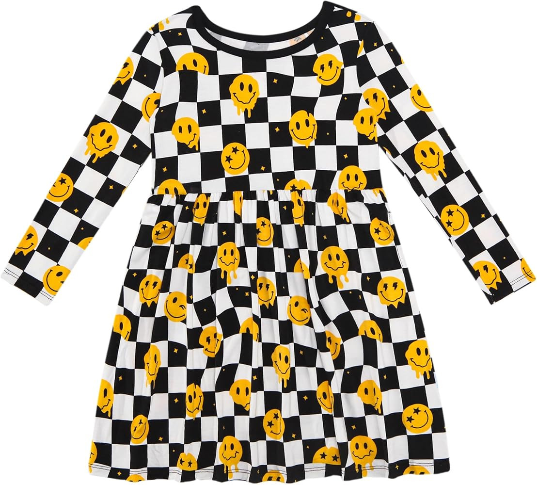 Toddler Girls Dress-Viscose Made from Bamboo, Soft Long Sleeve Dress for Little Girl Fall Clothes... | Amazon (US)