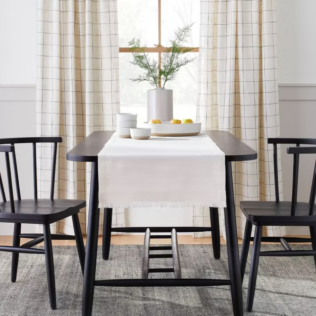 Texture Stripes with Micro Fringe Table Runner Sour Cream - Hearth & Hand™ with Magnolia | Target