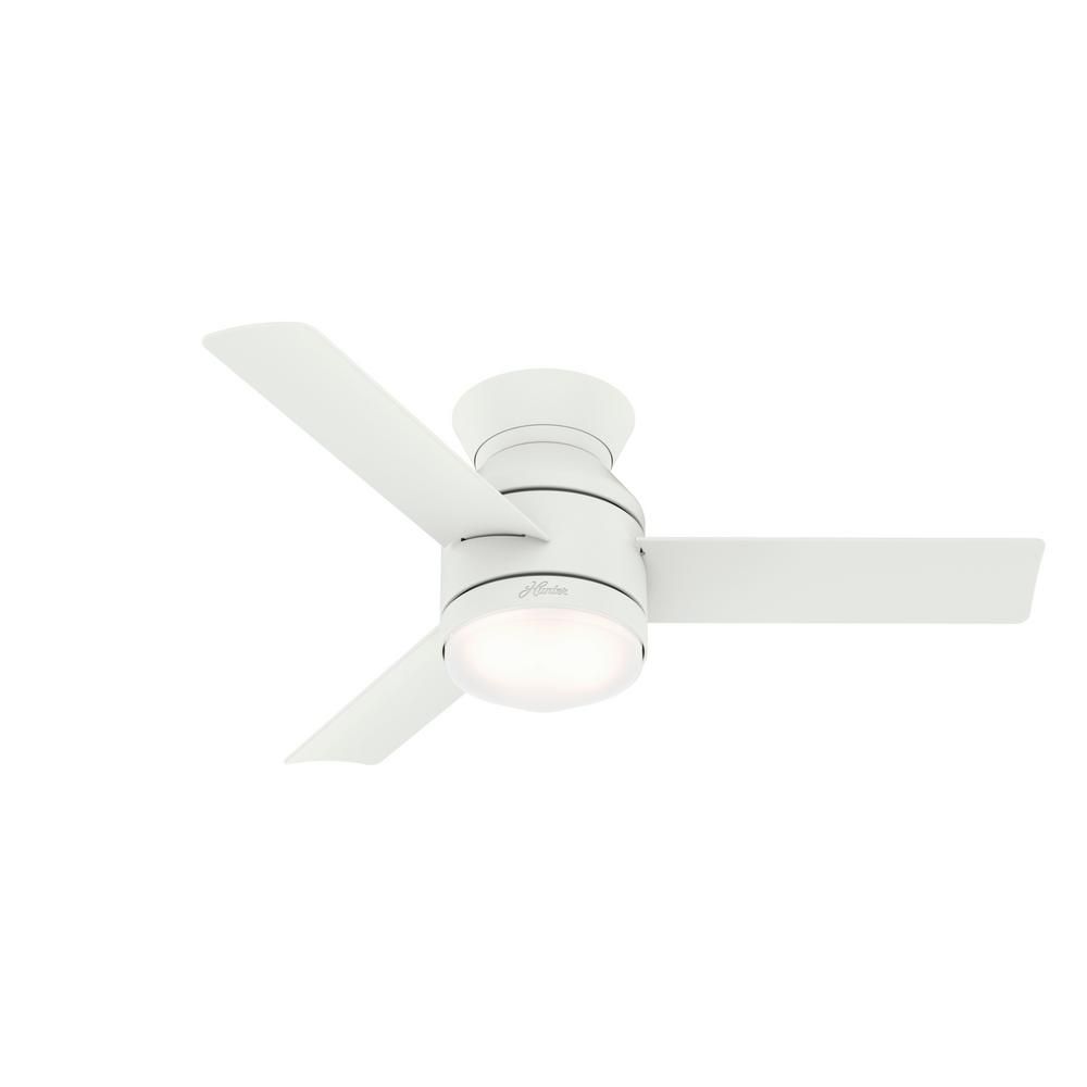 Hunter Dublin 44 in. LED Indoor Matte White Ceiling Fan with Light Kit and Remote | The Home Depot