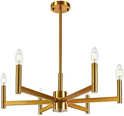Wellmet Gold Chandelier Dining Room 26 inch, Modern Sputnik Chandelier 6 Light, Hanging Pendant L... | Amazon (US)