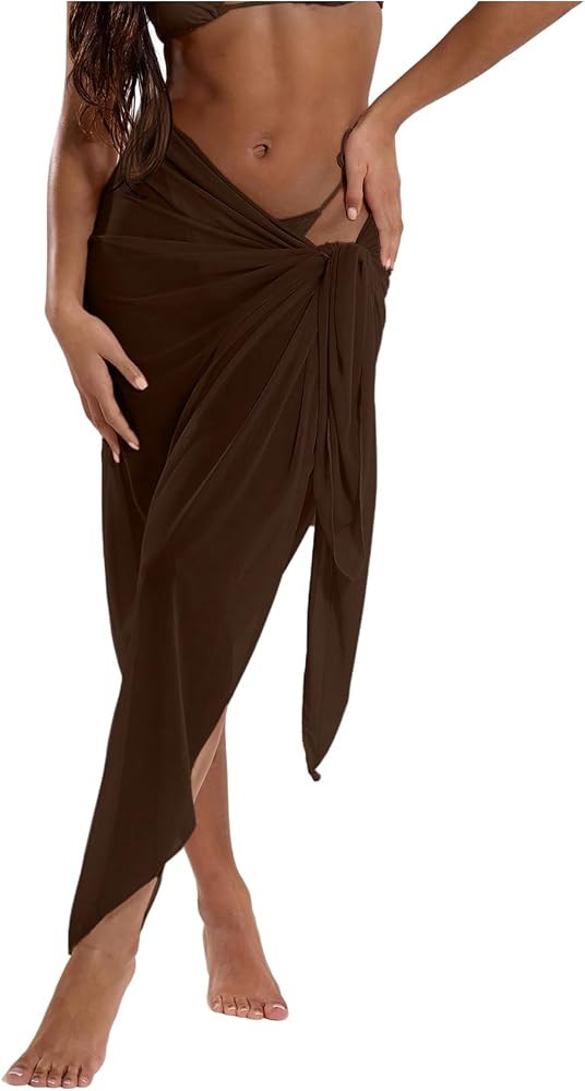 SHENHE Women's Mesh Sarong Swimsuit Coverups Sheer Bathing Suit Maxi Wrap Skirt Beach Pareo | Amazon (US)