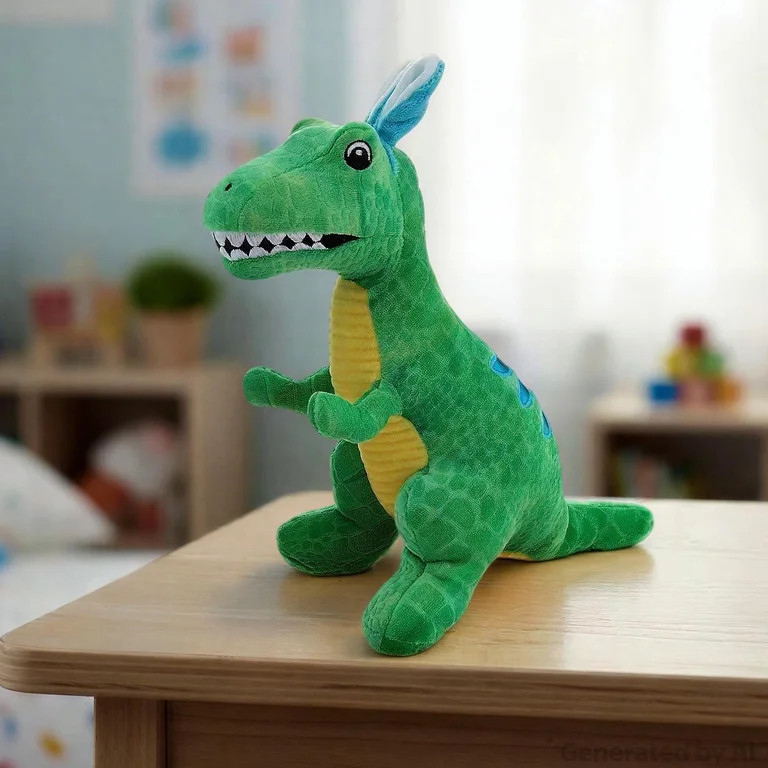 Small Dinosaur with Bunny Ears Plush, Green and Yellow, 10", Easter by Way To Celebrate | Walmart (US)