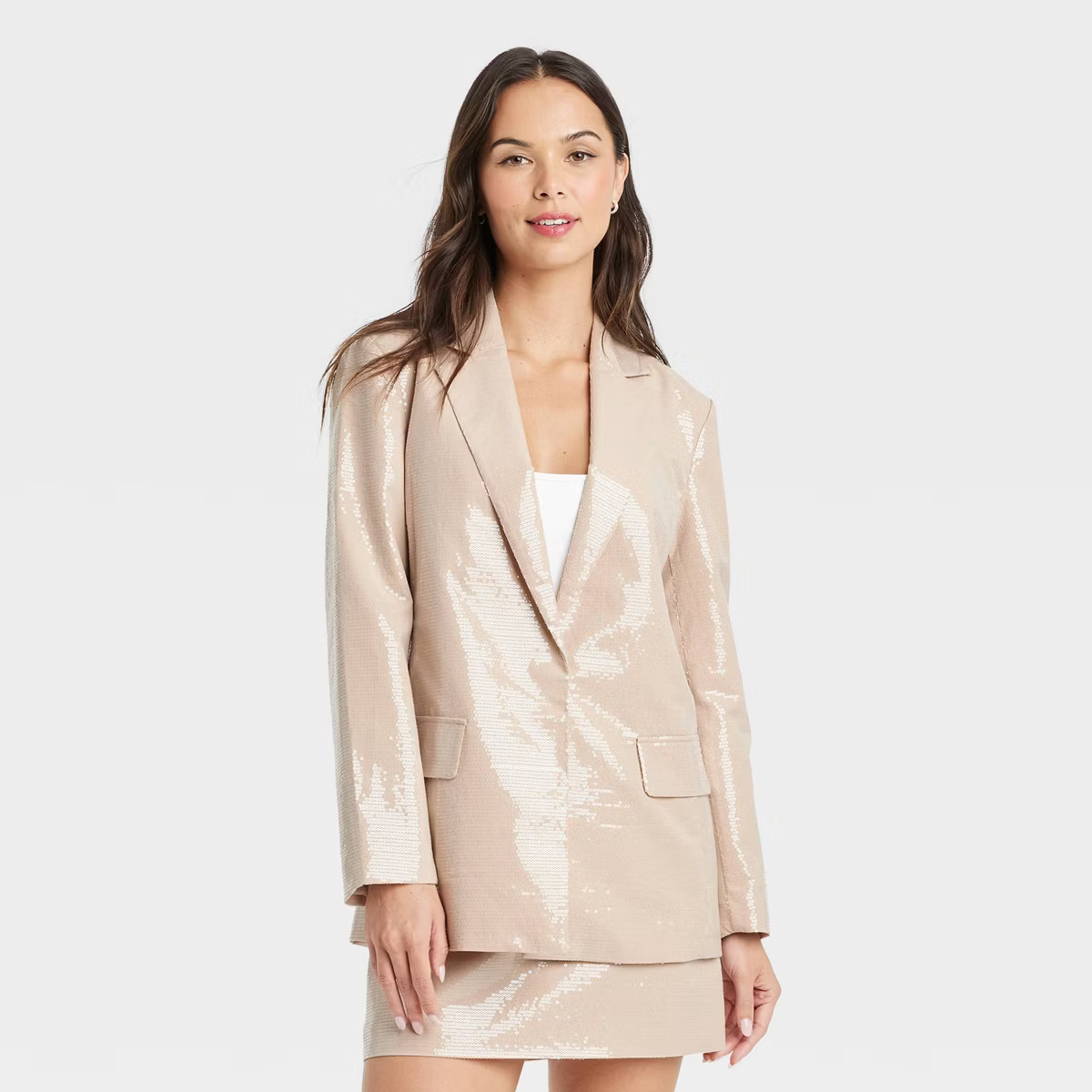 Women's Sequin Blazer - A New Day™ Tan | Target