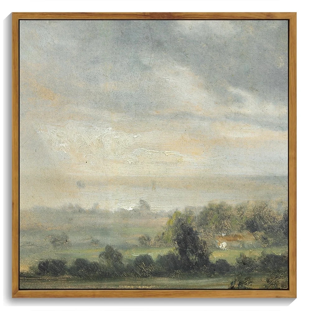 10x10in Natural Framed Landscape Framed Canvas Wall Art Vintage Retro Rustic Village Prints Moder... | Walmart (US)