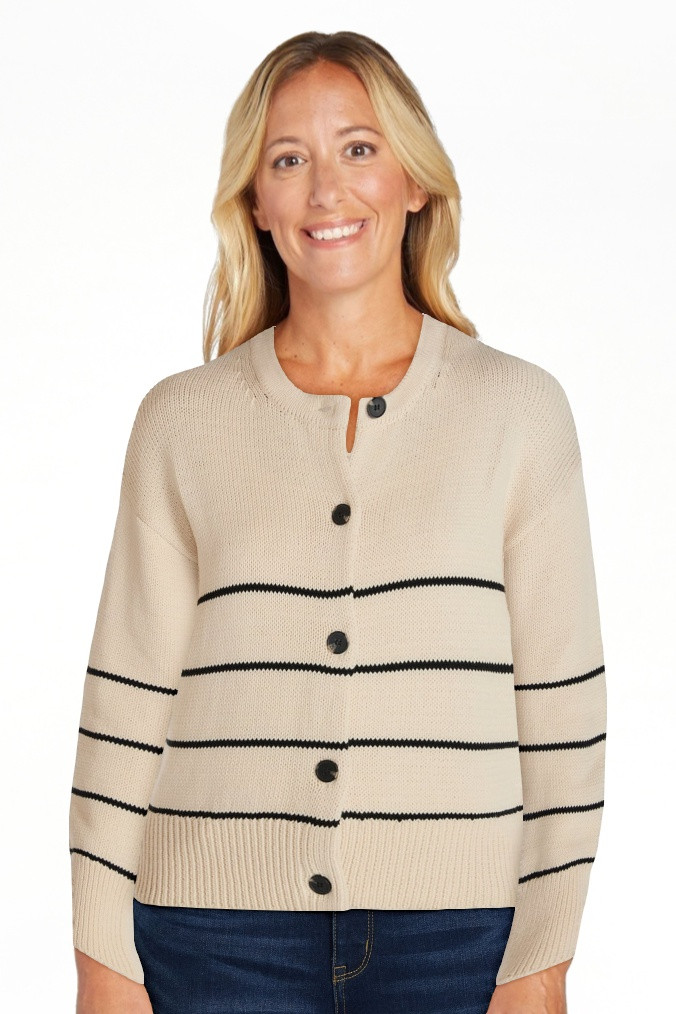 Time and Tru Women's Striped Cardigan Sweater with Long Sleeves, Sizes XS-XXXL | Walmart (US)