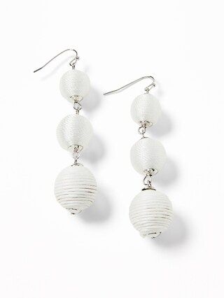 Old Navy Womens Linear Textured-Fabric Drop Earrings For Women Bright White Size One Size | Old Navy US