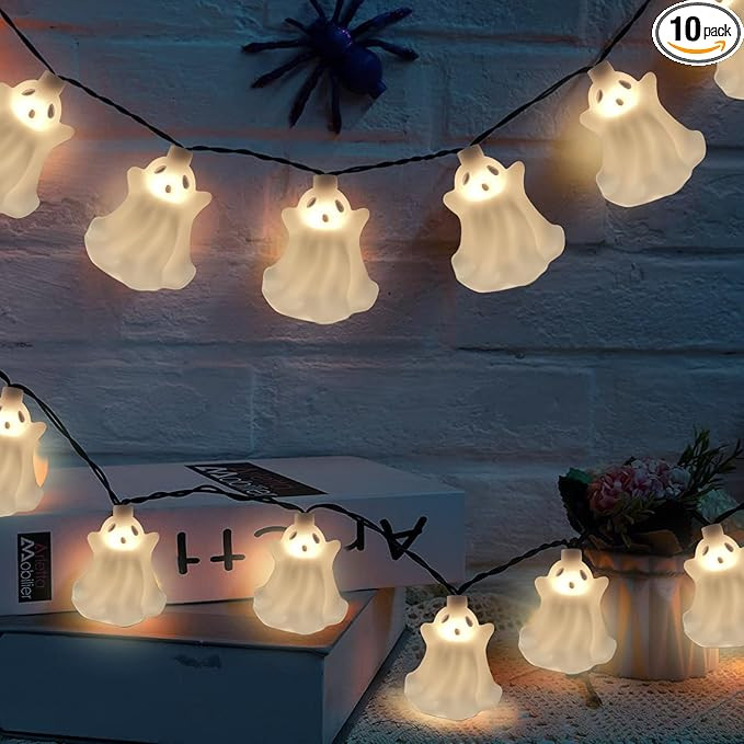 Halloween Ghost String Lights Outdoor, 8.5Ft Halloween Indoor Fairy Decorations Lights with 10 Wh... | Amazon (US)