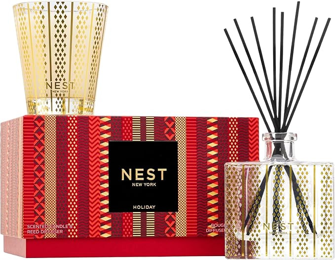 NEST New York Scented Classic Christmas Candle (8.1 oz) & Diffuser (5.9 fl oz) Set, Holiday - Reu... | Amazon (US)