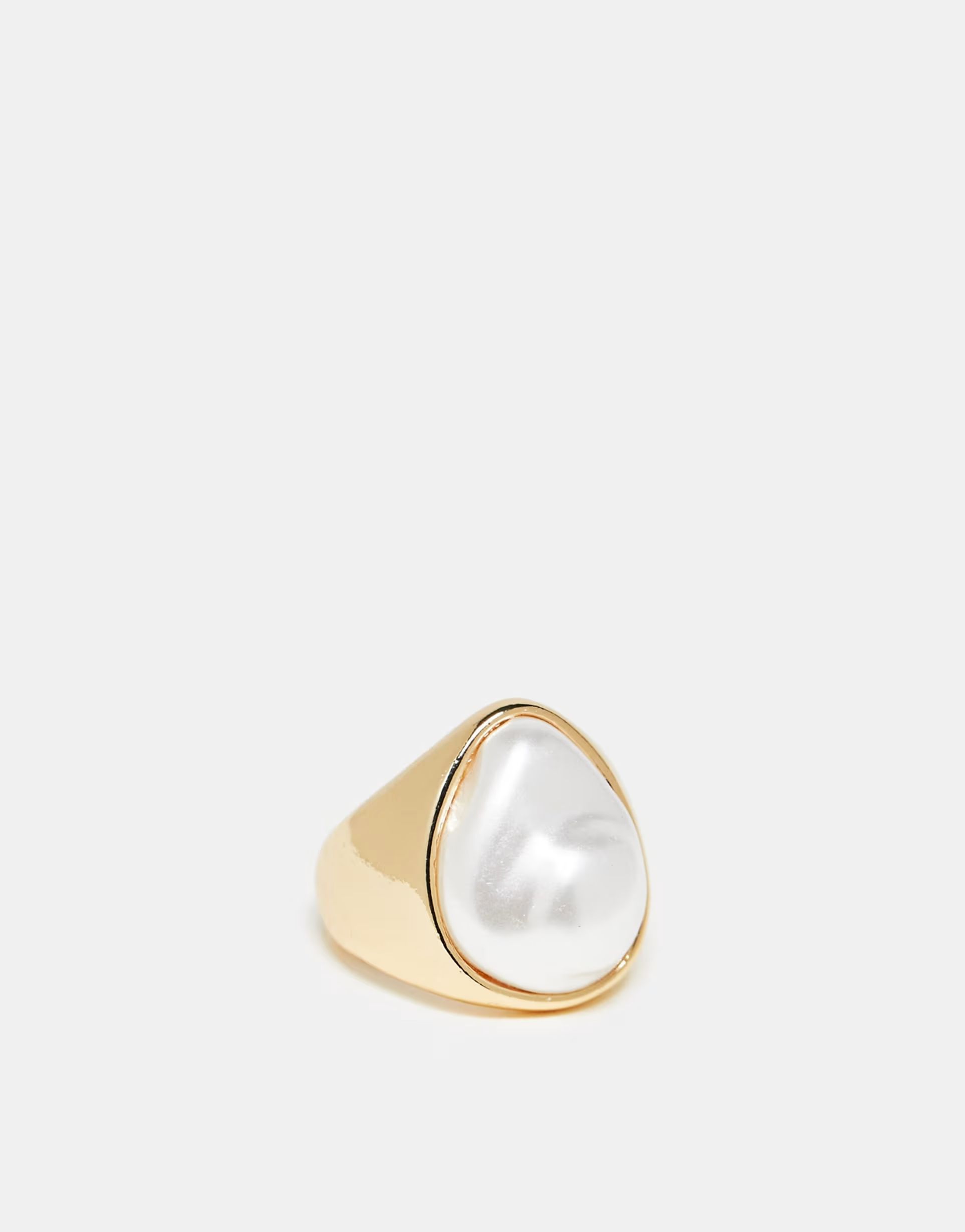 ASOS DESIGN ring with faux freshwater pearl design in gold tone | ASOS (Global)