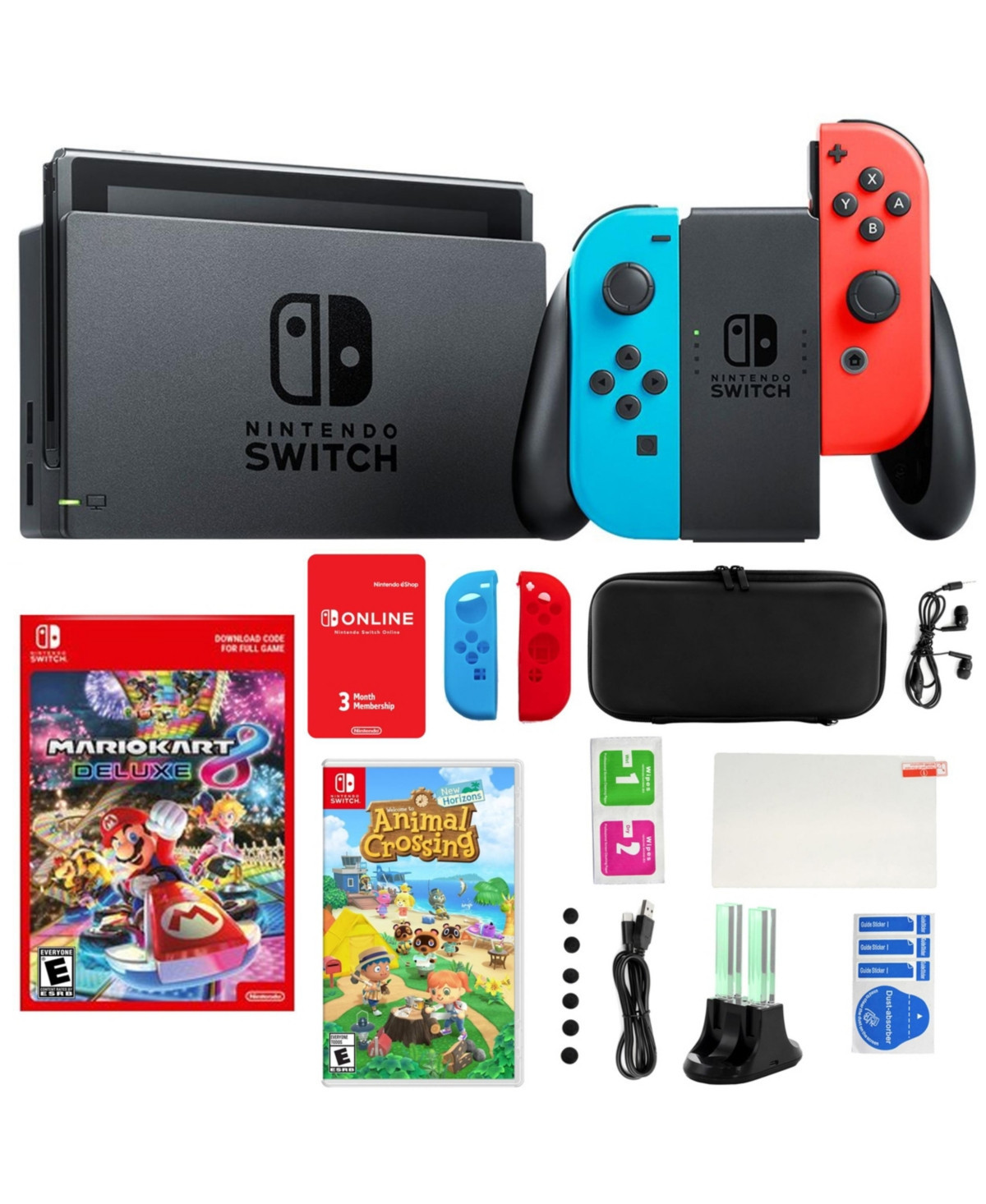 Nintendo Switch Neon Mario Kart 8 Bundle with Animal Crossing & Accessories - Open Miscellaneous | Macy's