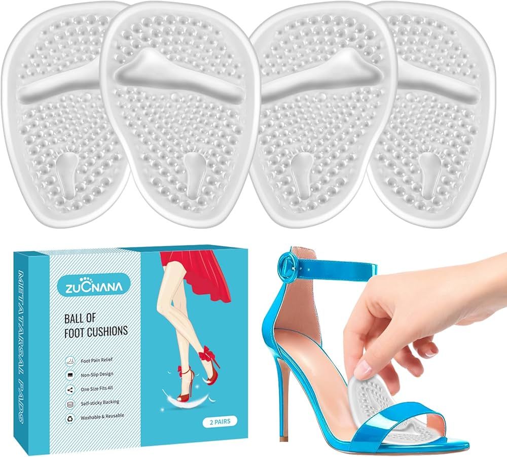 Ball of Foot Cushions (2 Pairs Gel Shoe Inserts), Heel Inserts for Women, Non Slip Heel Pads, Hee... | Amazon (US)