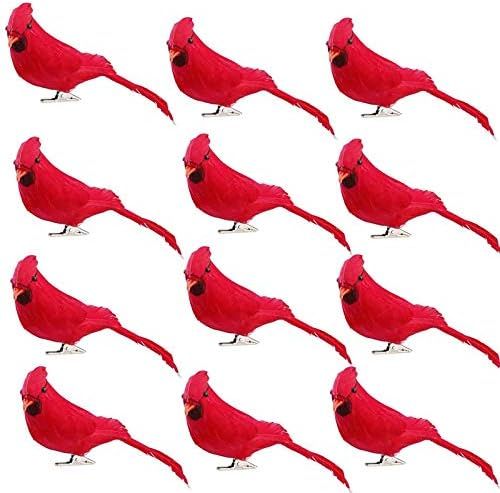 BANBERRY DESIGNS Cardinal Clip On Christmas Tree Ornaments - Bird Decorations - Red Flocked Body & F | Amazon (US)