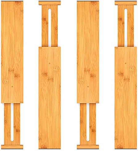 Bamboo Drawer Dividers Organizers Adjustable Expandable Wooden Separators Organization for Kitchen B | Amazon (US)