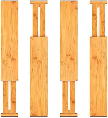 Bamboo Drawer Dividers Organizers Adjustable Expandable Wooden Separators Organization for Kitchen B | Amazon (US)