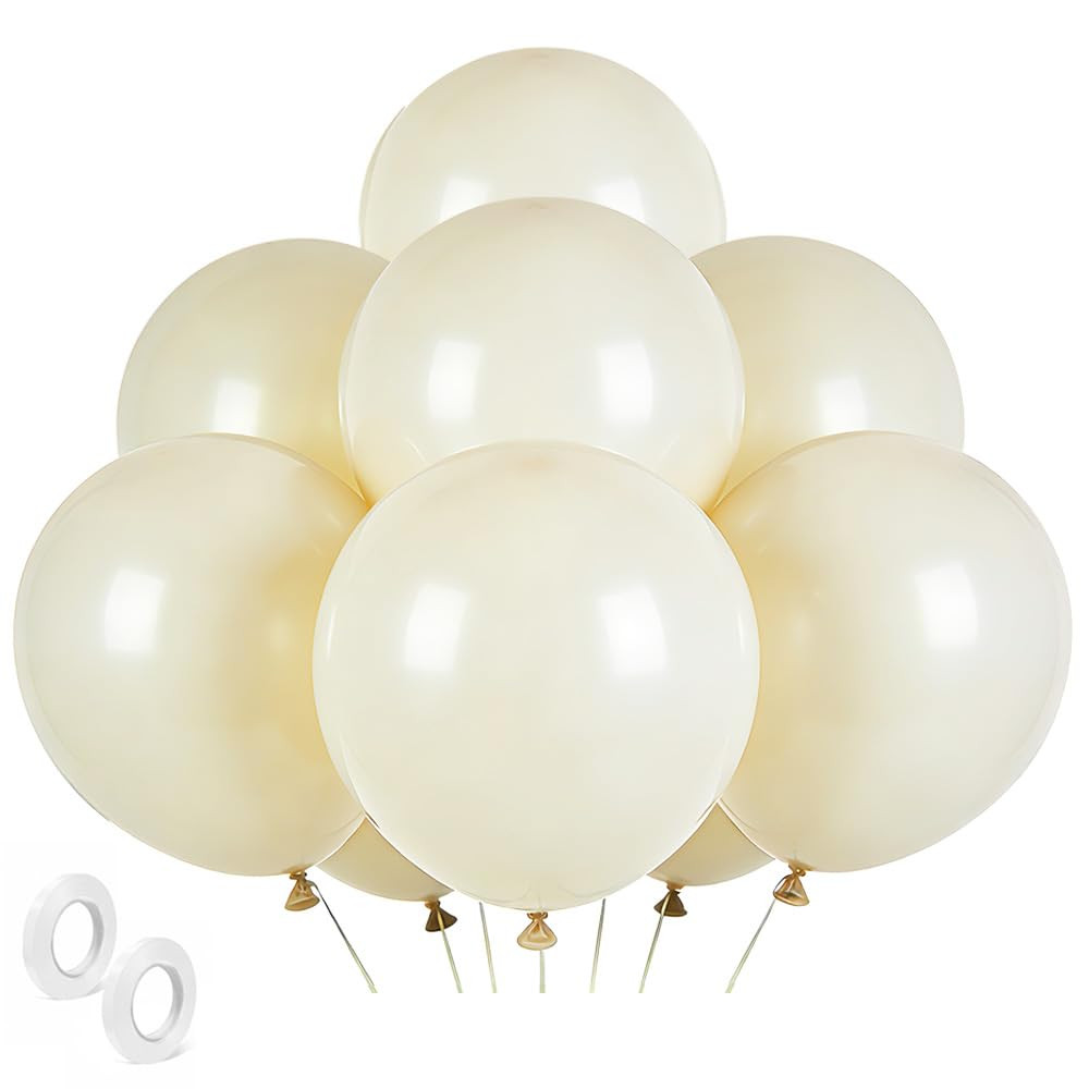 Cream Balloons 30 Pack 18 inch Latex Party Neutral Round Beige Sand White Balloons for Birthday W... | Amazon (US)