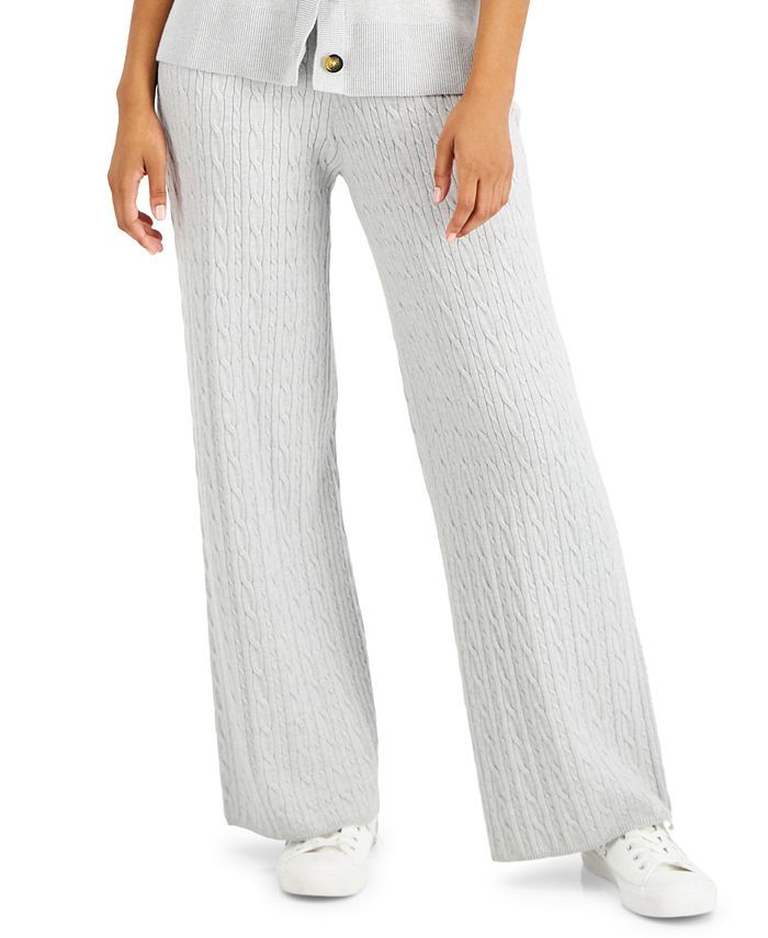 Cable-Knit Wide-Leg Pants, Created for Macy's | Macys (US)