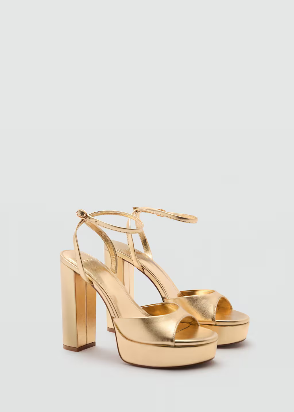 Metallic-effect heeled sandals gold - Women - 6½ - MANGO | Mango (US/MX/AU)