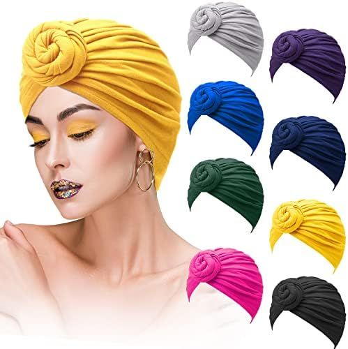 SATINIOR 8 Pieces Women African Turban Flower Knot Headwrap Pre-Tied Bonnet Beanie Cap Headwrap H... | Amazon (US)