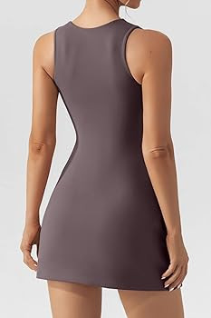 QINSEN Women's Square Neck Bodice Dress Sleeveless Tank Top Stretch Flare Mini Dresses | Amazon (US)