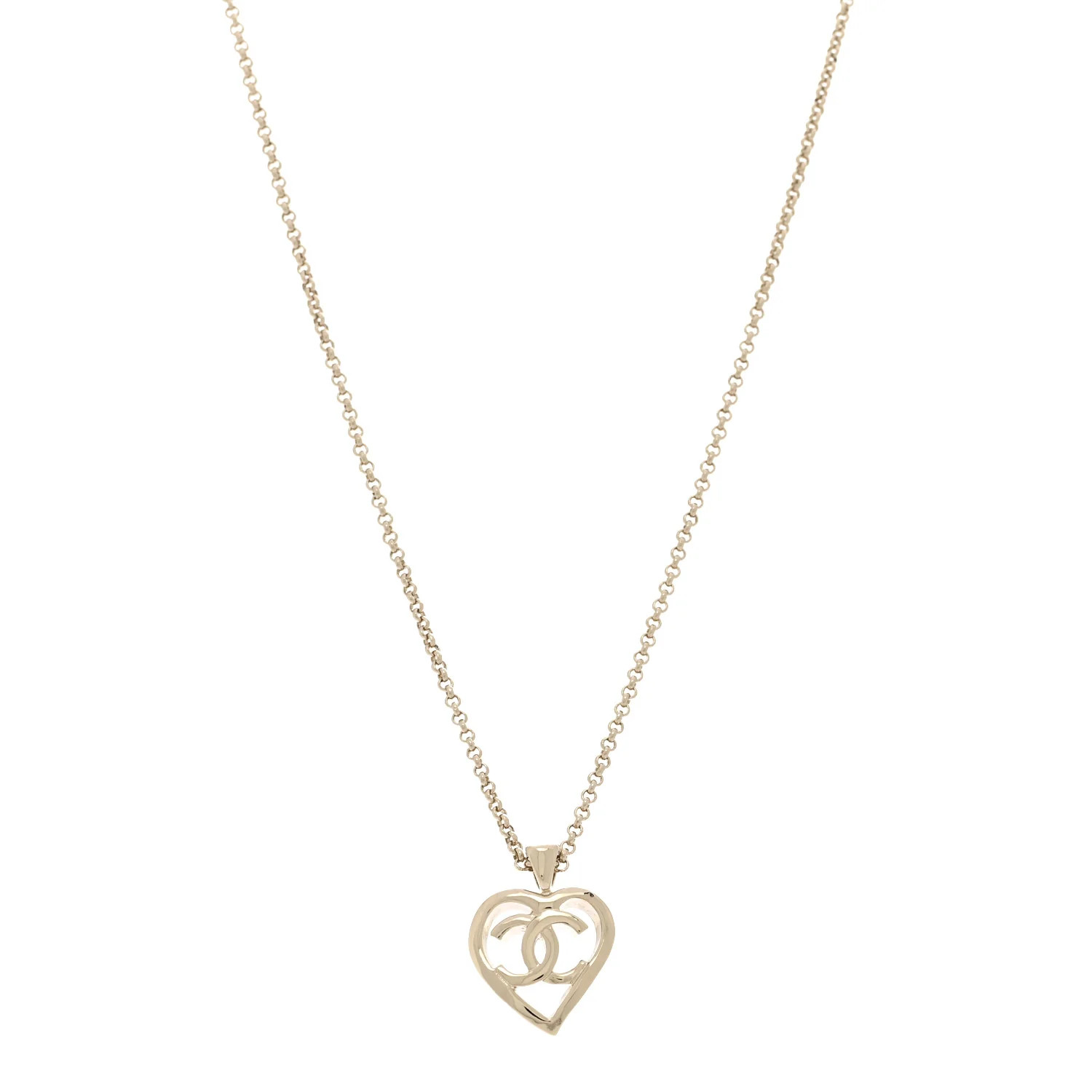 CC Heart Chain Pendant Necklace Gold | FASHIONPHILE (US)