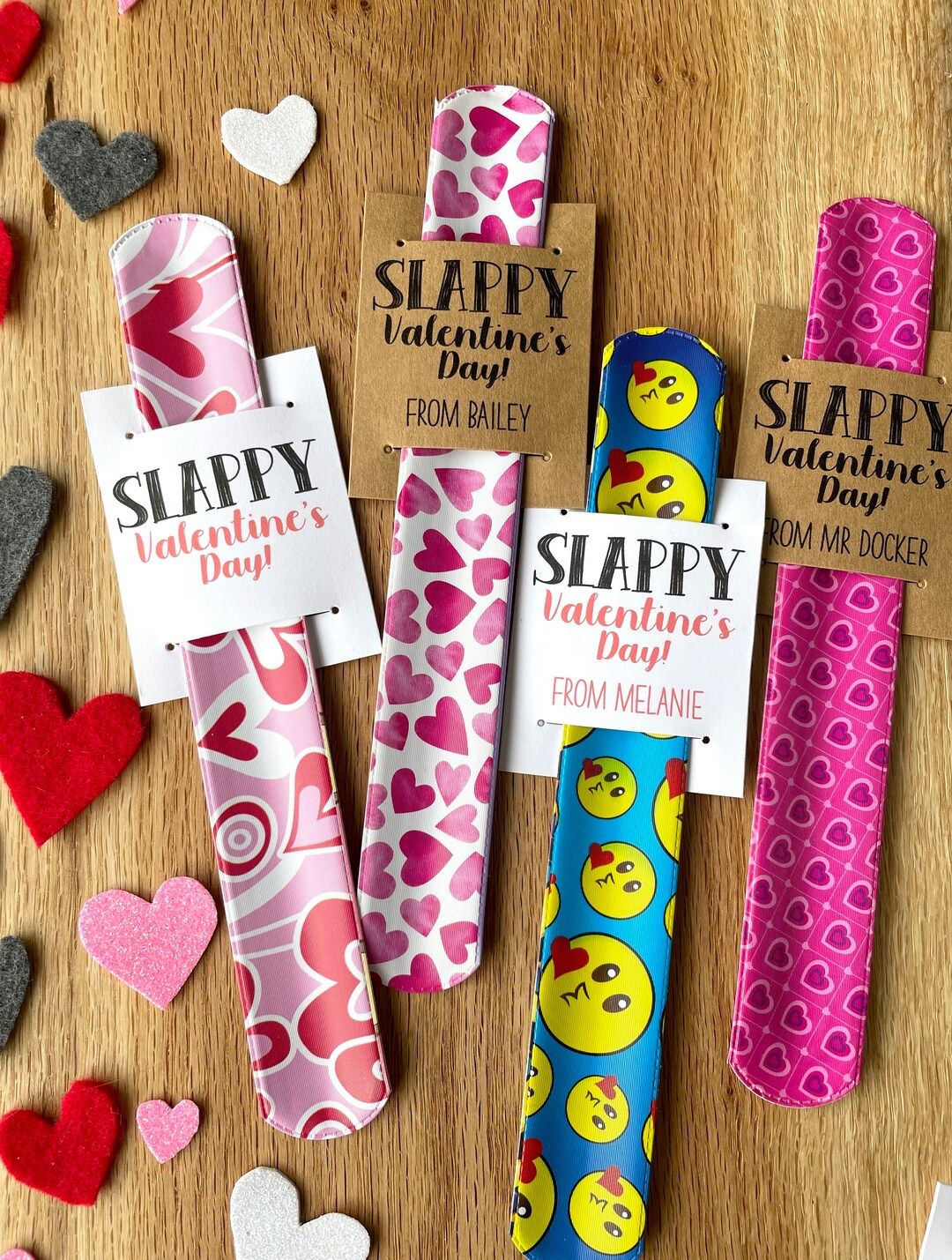 Assembled SLAPPY Valentine’s Day Tags with Slap Bracelets, Candy-Free Valentines Classroom Gift... | Etsy (US)