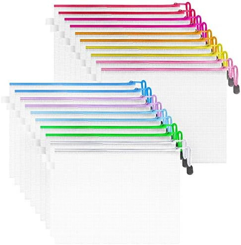 JARLINK 20 Pack Zipper Mesh Document Pouch, Waterproof File Bags, Letter Size/A4 Size, Multipurpo... | Amazon (US)