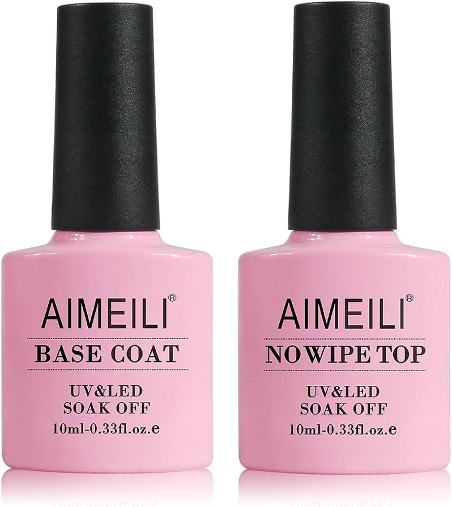 AIMEILI Gel Nail Polish No Wipe Top and Base Coat Set, Shine Finish and Long Lasting, Soak Off Ge... | Amazon (US)