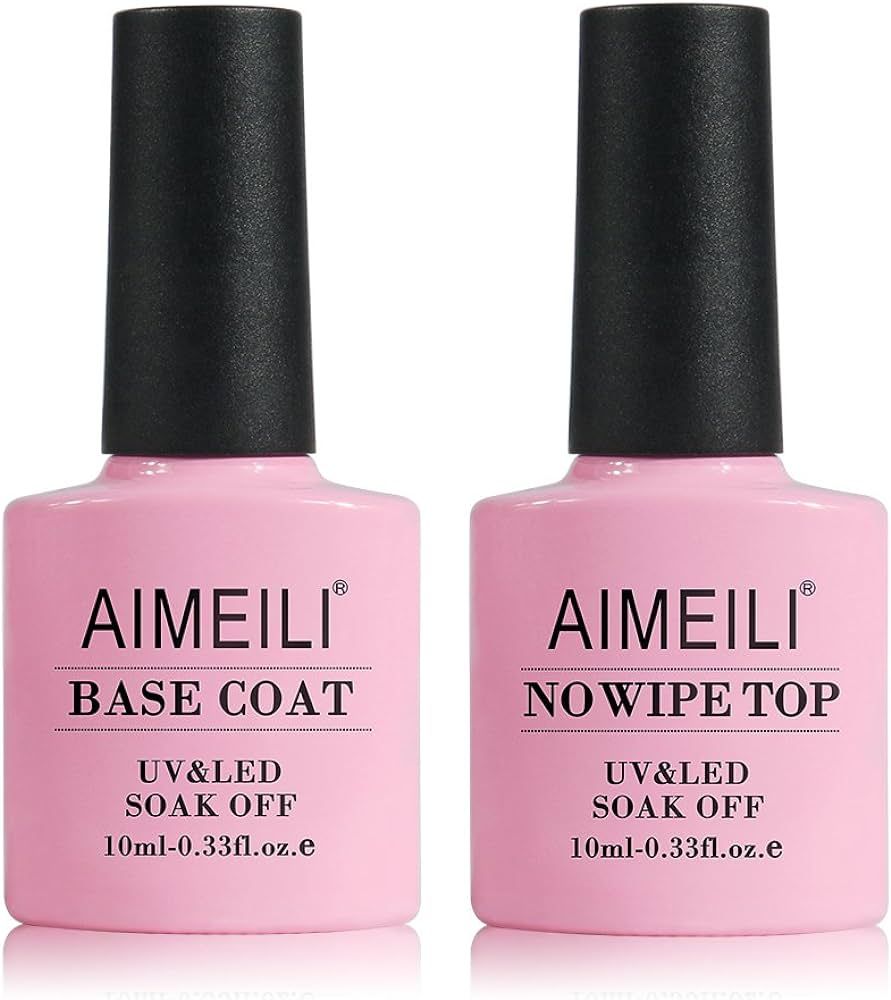 AIMEILI Gel Nail Polish No Wipe Top and Base Coat Set, Shine Finish and Long Lasting, Soak Off Ge... | Amazon (US)