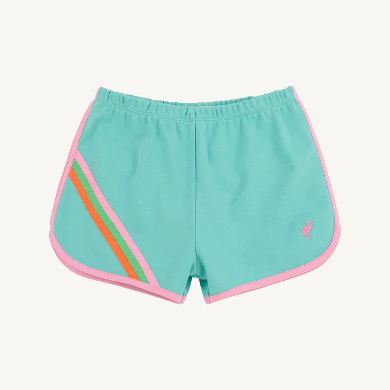 Cheryl Shorts - Turks Teal with Hamptons Hot Pink & Multicolor Stripe | The Beaufort Bonnet Company