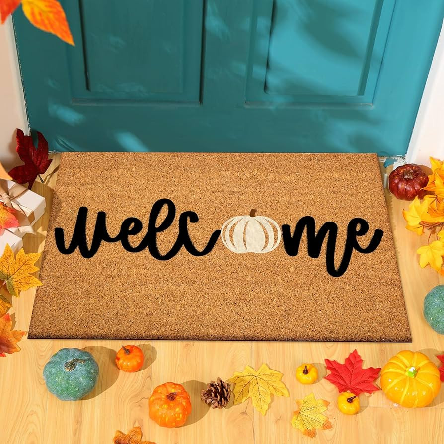 Ceenna Fall Coir Doormat Welcome Pumpkins Door Mat Autumn Non Slip Floor Mats Pumpkins Thanksgivi... | Amazon (US)