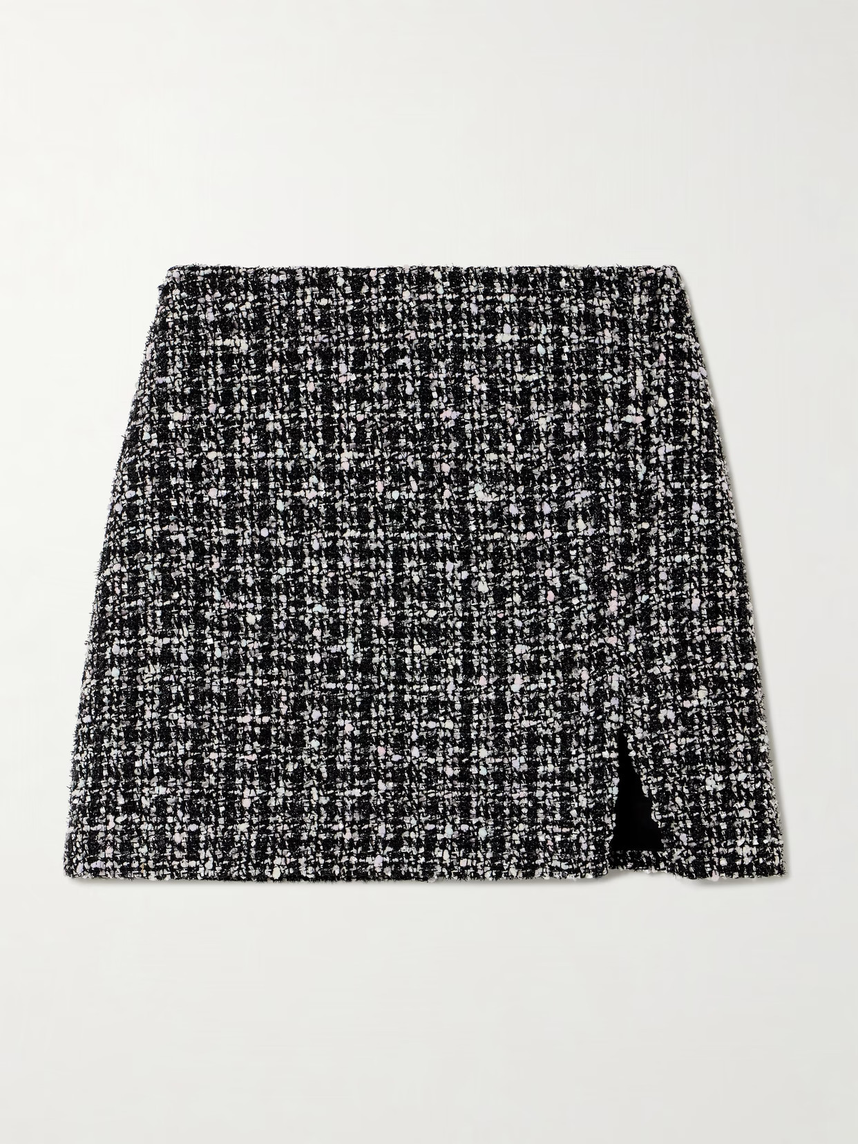 Self-Portrait - Metallic Bouclé-tweed Mini Skirt - Black | NET-A-PORTER (US)