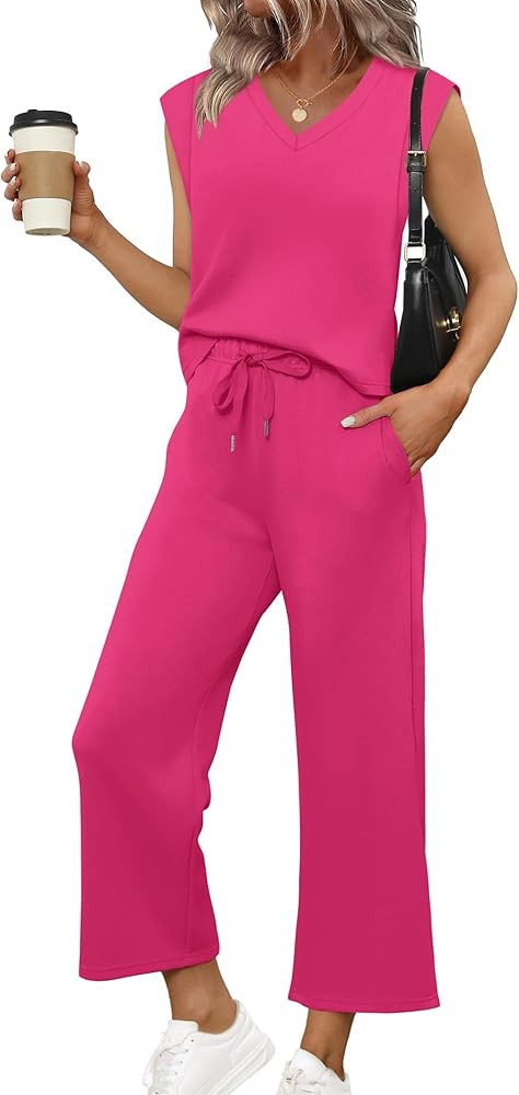 SAMPEEL Two Piece Sets for Women Summer Vacation Travel Outfits Business Casual Outfits Matching ... | Amazon (US)