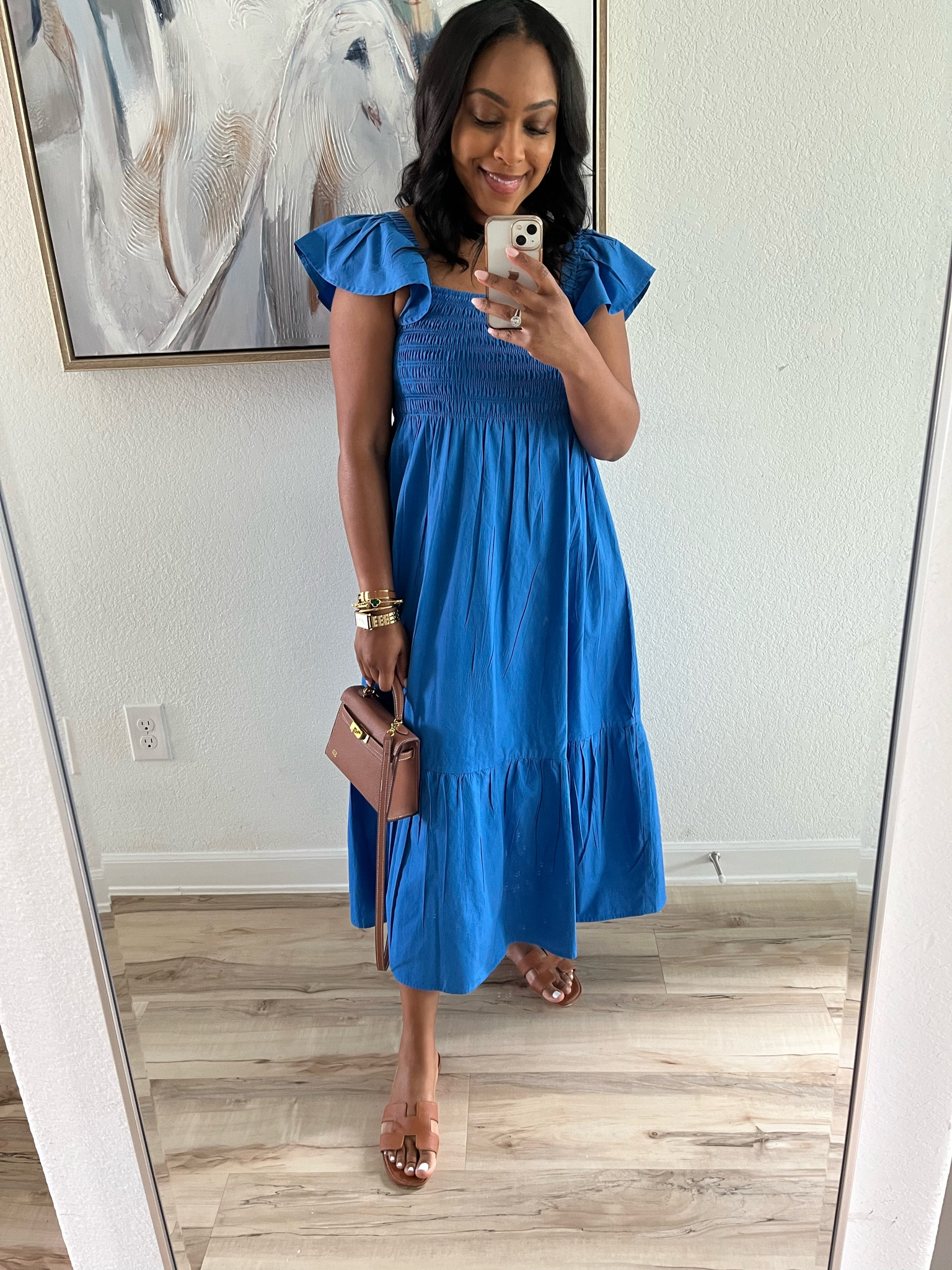Open Shoulder Chambray Dress