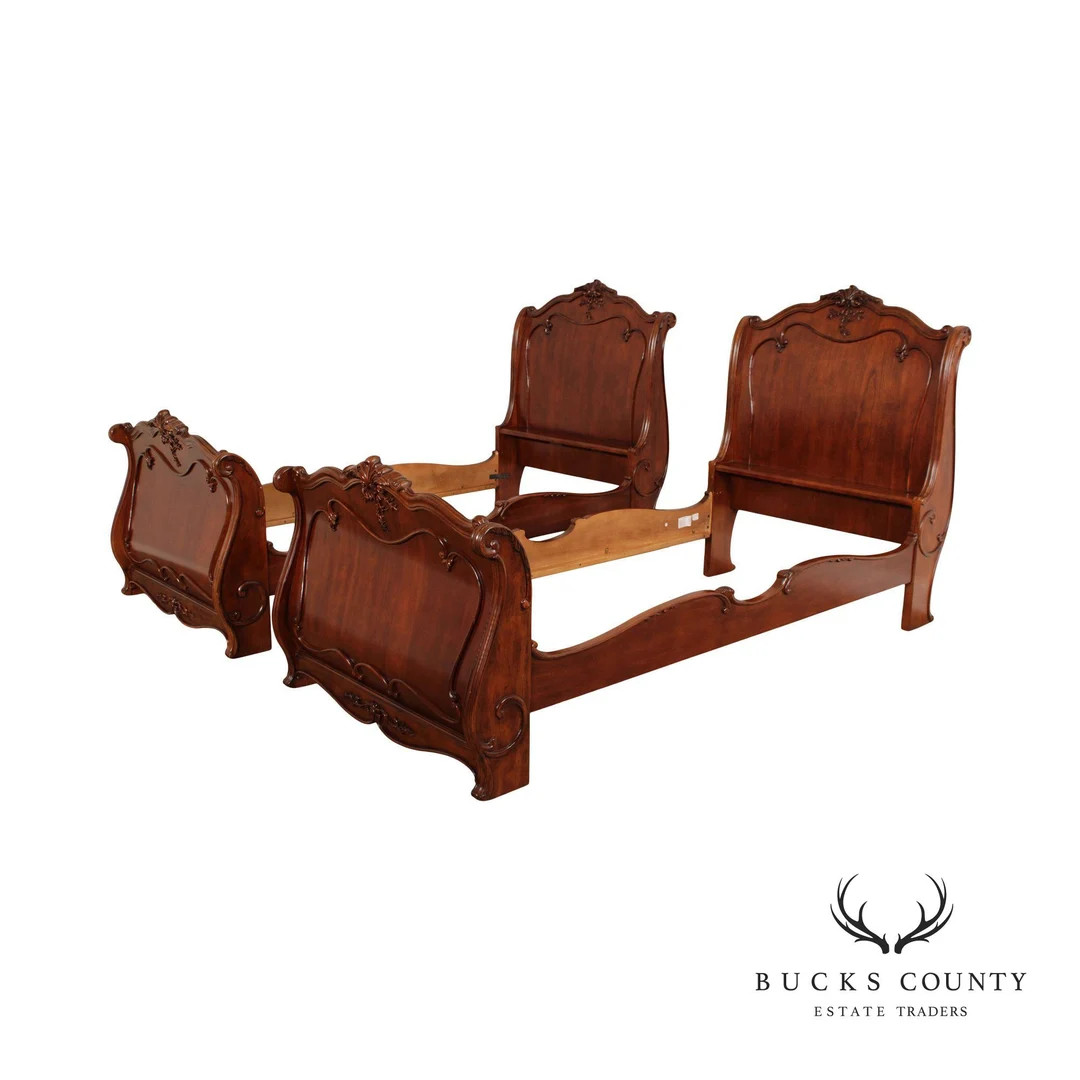 French Louis XV Style Pair of Sleigh Bed Frames - Etsy | Etsy (US)