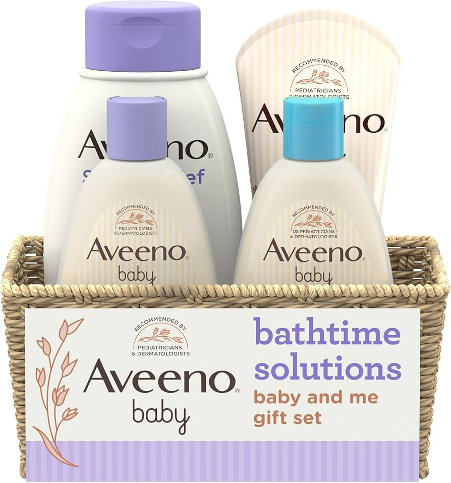 Aveeno Baby Bathtime Solutions Baby & Me Gift Set with Baby Wash & Shampoo, Calming Baby Bath, Ba... | Amazon (US)