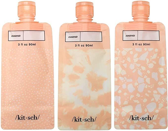 Amazon.com: Kitsch Refillable Flat Pouch Travel Bottles Set | Leak-Proof Travel Bottles for Toile... | Amazon (US)