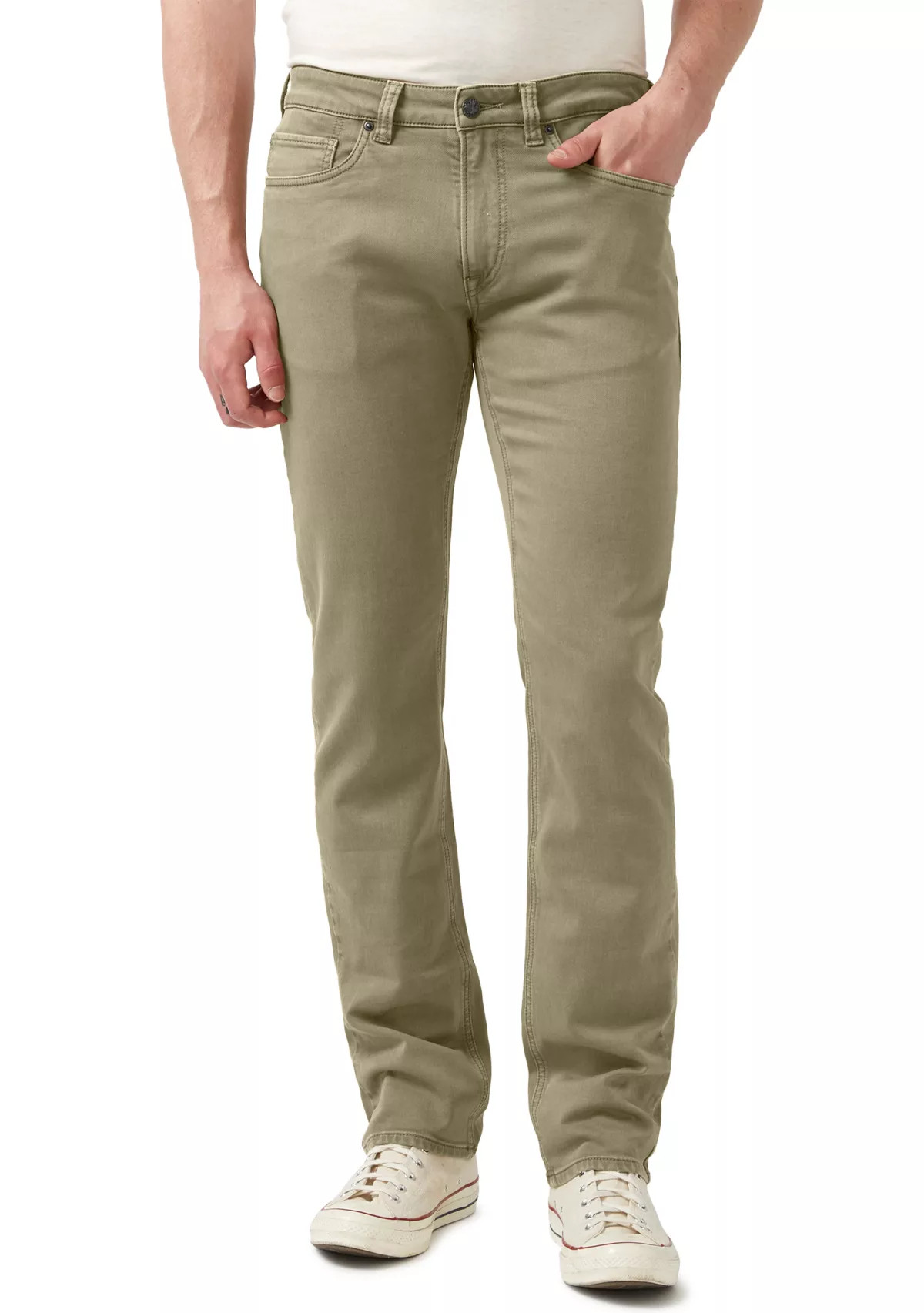 Five-Pocket Relaxed Straight Six Pants, Olive Green | Belk