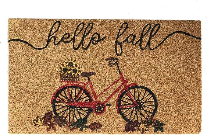 Elrene Home Fashions Farmhouse Living Hello Fall Bike with Autumn Leaves Outdoor Coir Doormat for... | Amazon (US)