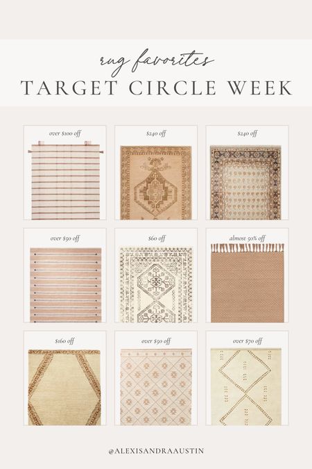 My favorite rugs from Target Circle Week - on sale today only! 

Home finds, sale alert, deal of the day, affordable finds, Target Circle Week, Studio McGee, Threshold, neutral area rug, spring refresh, aesthetic home, neutral finds, shop the look!

#LTKSeasonal #LTKhome #LTKsalealert