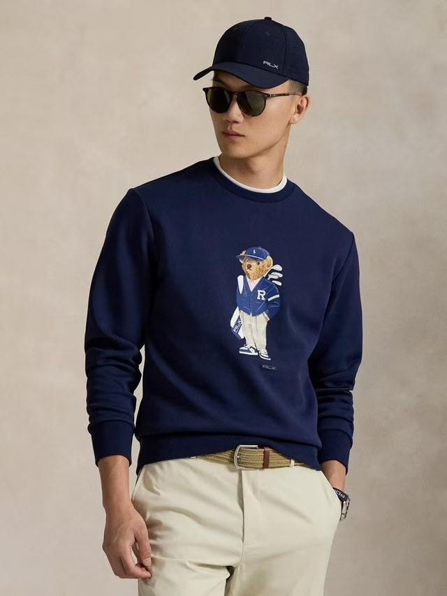 Polo Golf by Ralph Lauren Polo Bear Golfer Cotton Blend Sweatshirt, Refined Navy | John Lewis (UK)