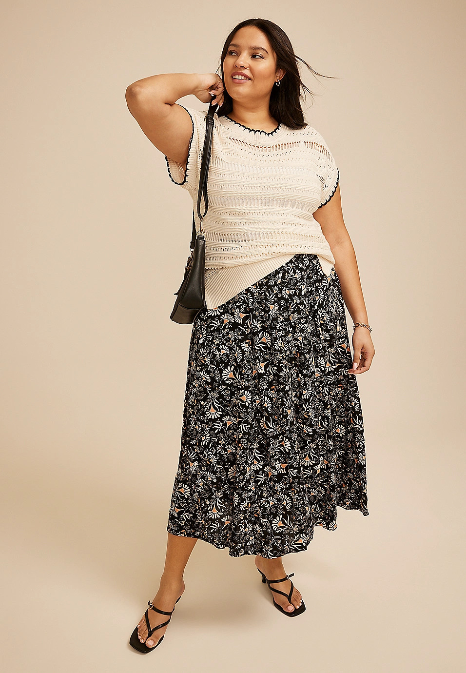 Plus Size Floral Button Front Maxi Skirt | Maurices