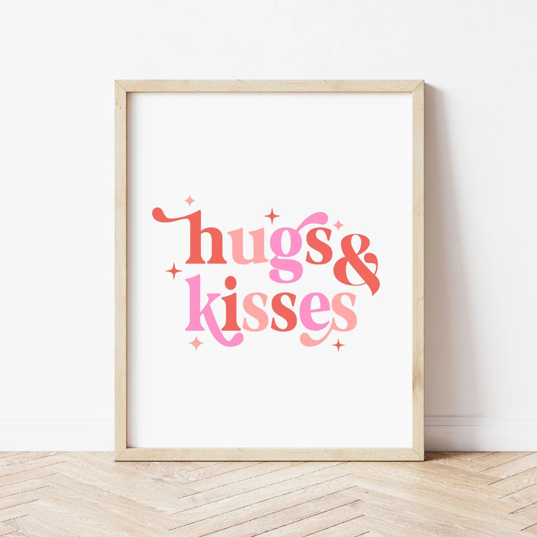 Hugs & Kisses Print Valentines Day Print Kids Valentines - Etsy | Etsy (US)