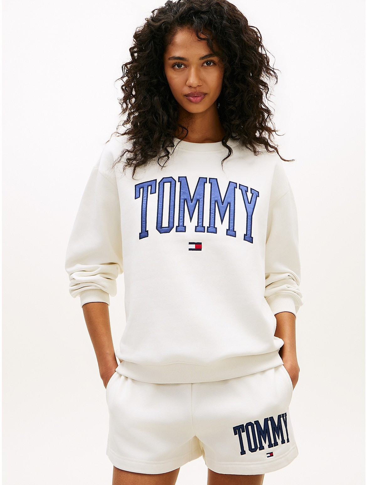 Tommy Hilfiger Women's Varsity Tommy Logo Crewneck Sweatshirt - Ivory - XXS | Tommy Hilfiger (US)